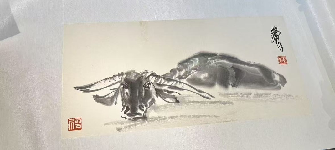 古玩字畫黃胄《水牛》真品鑒賞圖