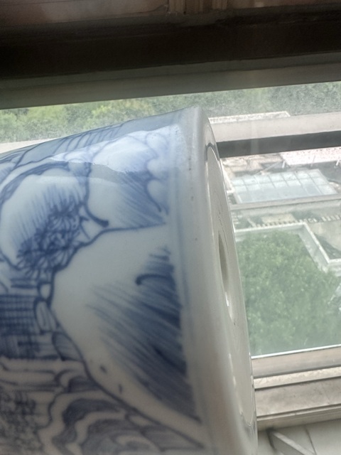 古玩陶瓷人物山水青花筆筒真品鑒賞圖
