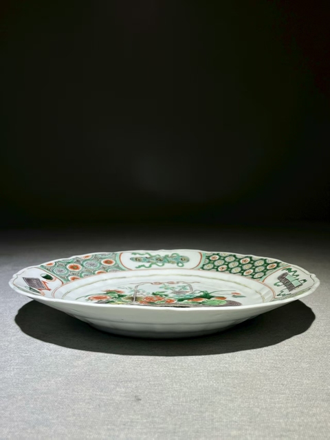 古玩陶瓷五彩提籃盤真品鑒賞圖