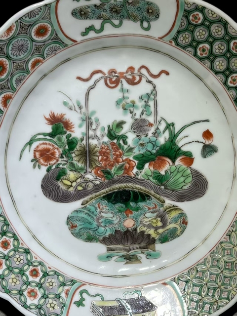 古玩陶瓷五彩提籃盤真品鑒賞圖