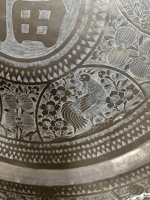 古玩銅器福壽銅掛盤真品鑒賞圖