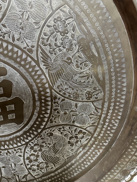 古玩銅器福壽銅掛盤真品鑒賞圖
