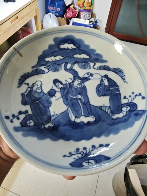 古玩陶瓷晚清青花盤真品鑒賞圖