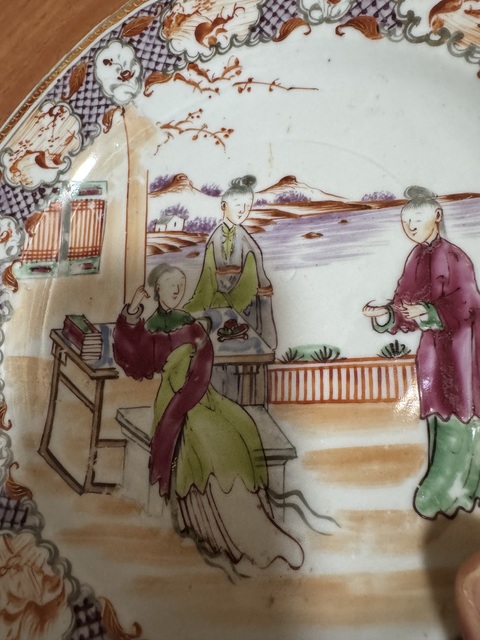 古玩陶瓷廣彩人物故事盤真品鑒賞圖