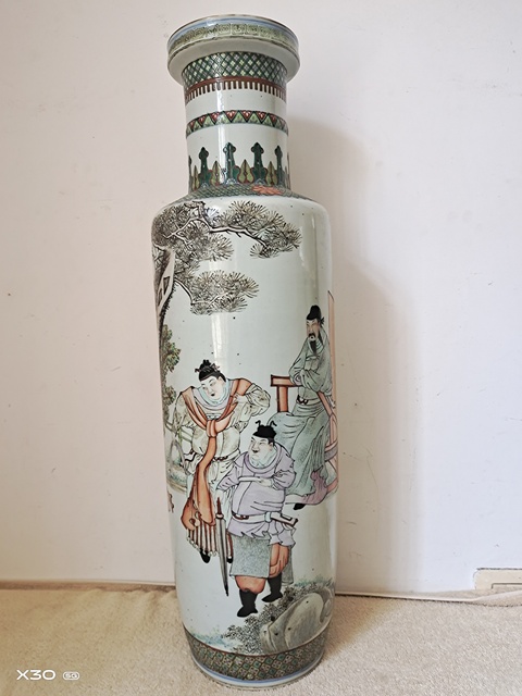 古玩陶瓷人物紋棒槌瓶真品鑒賞圖