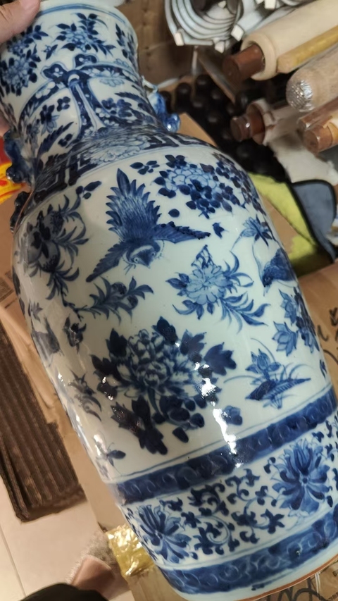古玩陶瓷清光緒 花鳥紋瓶真品鑒賞圖