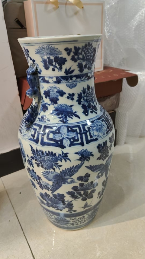 古玩陶瓷清光緒 花鳥紋瓶真品鑒賞圖