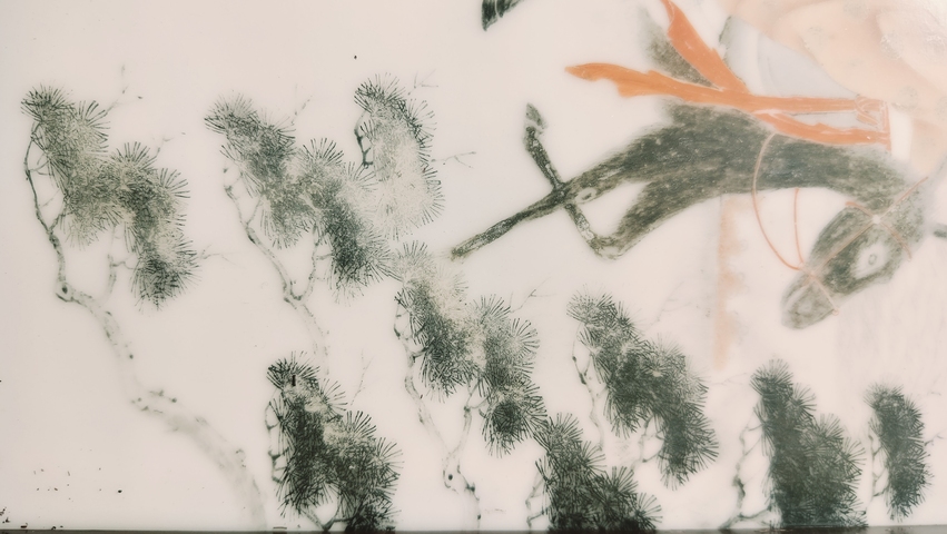古玩陶瓷墨彩礬紅八仙人物瓷板真品鑒賞圖