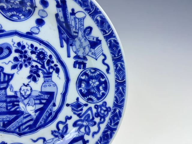 古玩陶瓷清康熙·青花嬰戲雜寶紋盤拍賣，當前價格0元