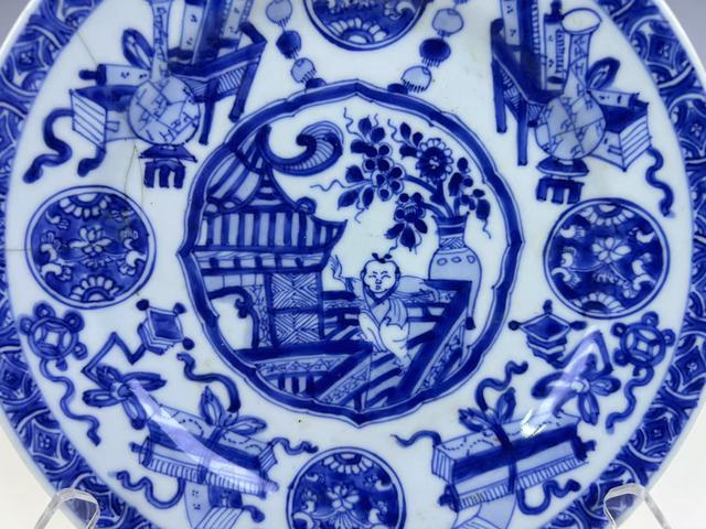 古玩陶瓷清康熙·青花嬰戲雜寶紋盤拍賣，當前價格0元