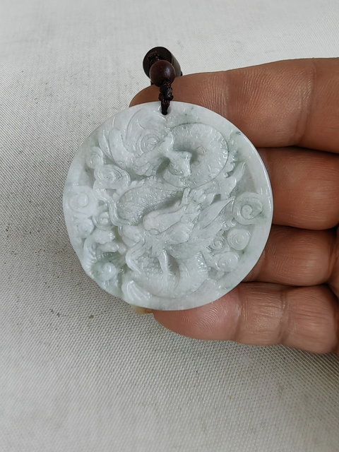 古玩玉器天然翡翠雕“龍紋牌”真品鑒賞圖