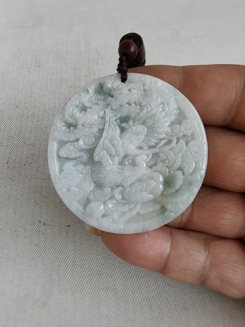 古玩玉器天然翡翠雕“龍紋牌”真品鑒賞圖