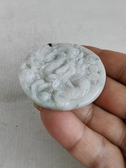 古玩玉器天然翡翠雕“龍紋牌”真品鑒賞圖