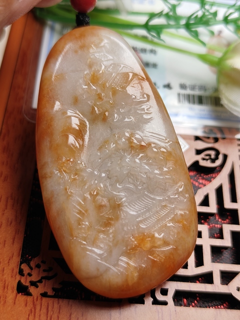 古玩玉器天然和田玉山水玉墜(帶珠寶機構鑒定證書)拍賣，當前價格680元