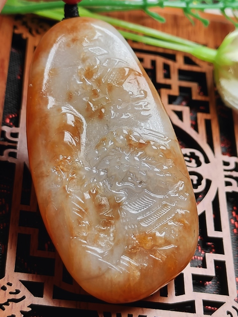 古玩玉器天然和田玉山水玉墜(帶珠寶機構鑒定證書)拍賣，當前價格680元