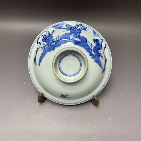 古玩陶瓷三星高照圖青花碗真品鑒賞圖