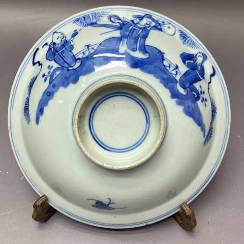 古玩陶瓷三星高照圖青花碗真品鑒賞圖