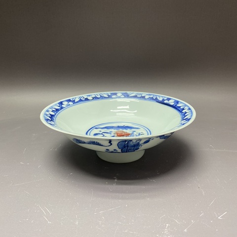 古玩陶瓷三星高照圖青花碗真品鑒賞圖
