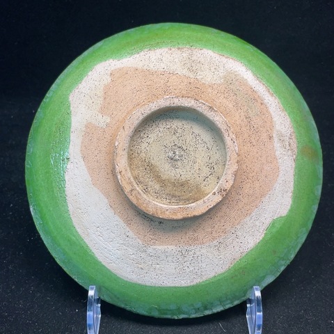 古玩陶瓷遼綠釉印花盤真品鑒賞圖