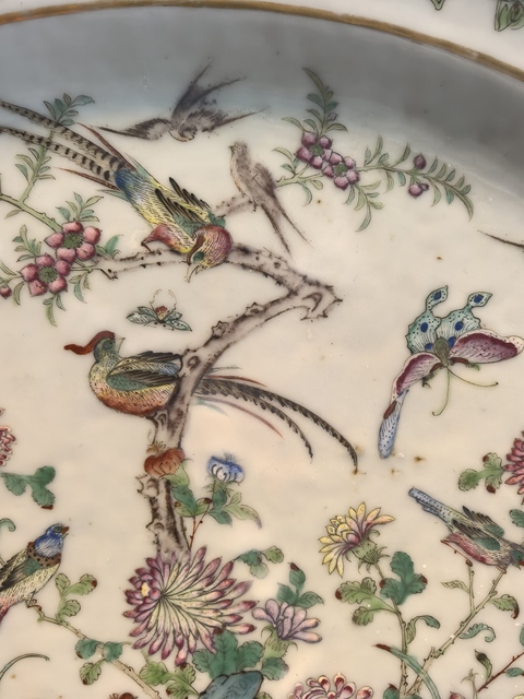 古玩陶瓷咸豐細路粉彩盤真品鑒賞圖