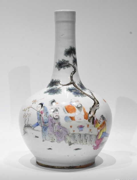 古玩陶瓷八仙圖粉彩瓶真品鑒賞圖