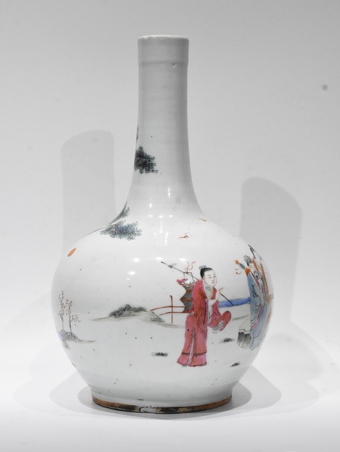 古玩陶瓷八仙圖粉彩瓶真品鑒賞圖