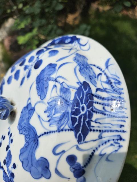 古玩陶瓷青花四季花卉紋粥罐真品鑒賞圖