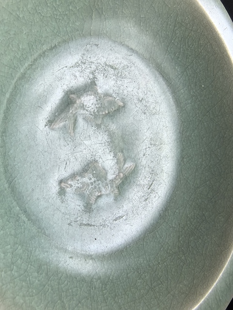 古玩陶瓷南宋龍泉窯雙魚洗真品鑒賞圖