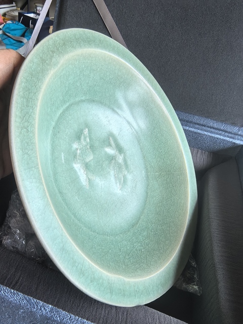 古玩陶瓷南宋龍泉窯雙魚洗真品鑒賞圖