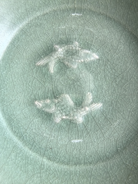 古玩陶瓷南宋龍泉窯雙魚洗真品鑒賞圖