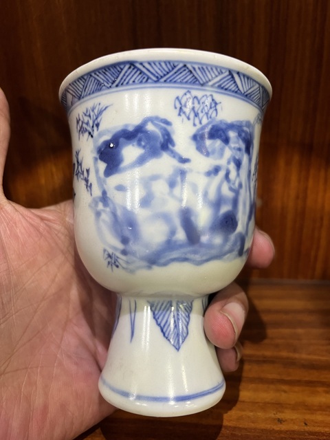 古玩陶瓷青花高足杯真品鑒賞圖