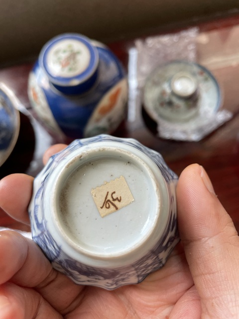 古玩陶瓷康熙·青花漁家樂紋花口杯碟一套 真品鑒賞圖