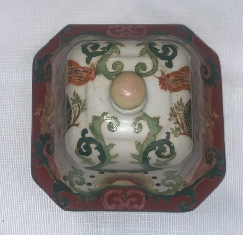 古玩陶瓷彩繪官上加官蓋缸真品鑒賞圖