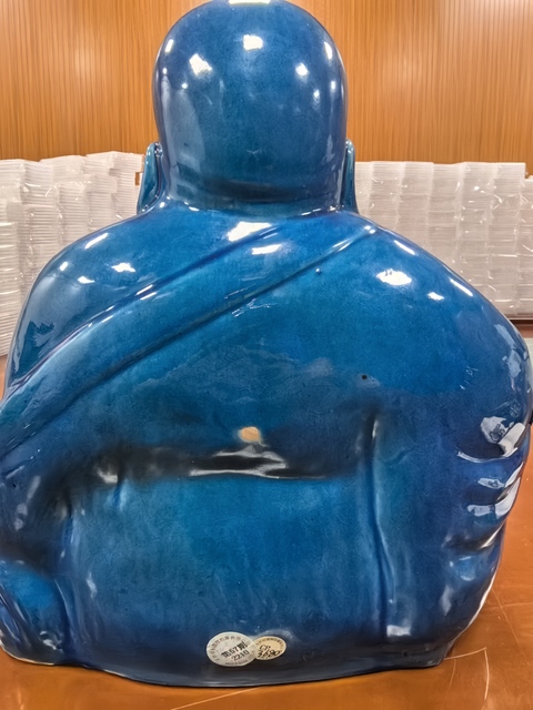 古玩陶瓷孔雀藍彌勒佛真品鑒賞圖