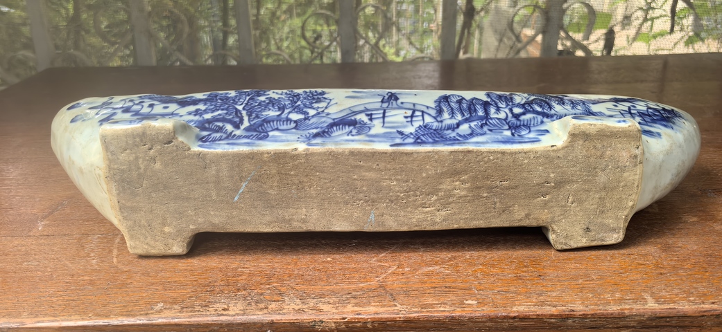 古玩陶瓷山水紋青花藥碾真品鑒賞圖