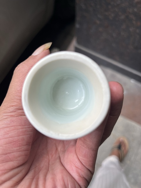 古玩陶瓷青花花卉山水紋高足杯真品鑒賞圖