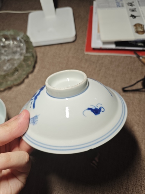 古玩陶瓷青花三星高照圖折沿碗真品鑒賞圖