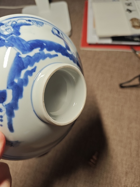 古玩陶瓷青花三星高照圖折沿碗真品鑒賞圖