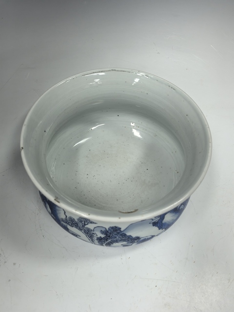 古玩陶瓷青花山水人物紋羅漢爐真品鑒賞圖