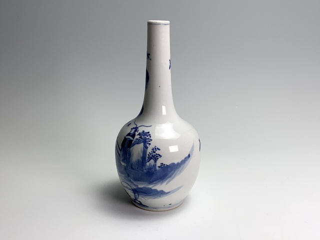 古玩陶瓷清晚期·青花人物紋天球瓶拍賣，當前價格696元