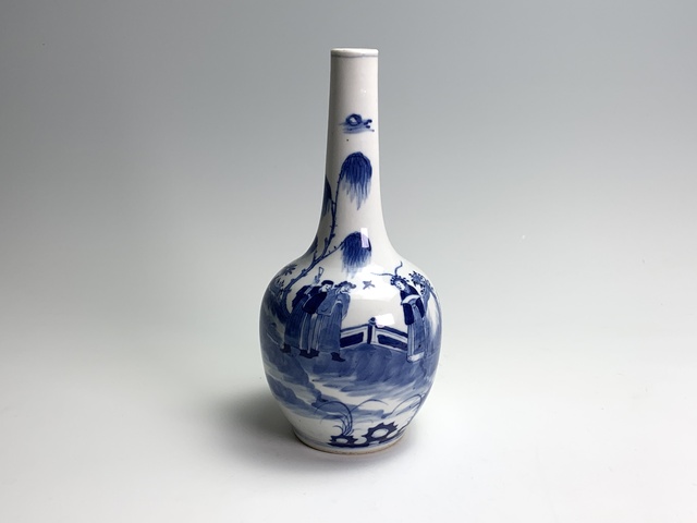古玩陶瓷清晚期·青花人物紋天球瓶拍賣，當前價格696元