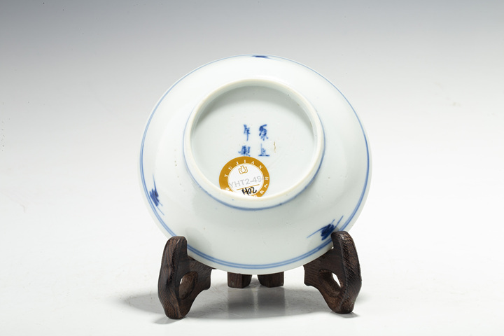 古玩陶瓷清晚·青花富貴白頭紋碟真品鑒賞圖