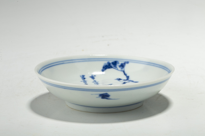古玩陶瓷清晚·青花富貴白頭紋碟真品鑒賞圖