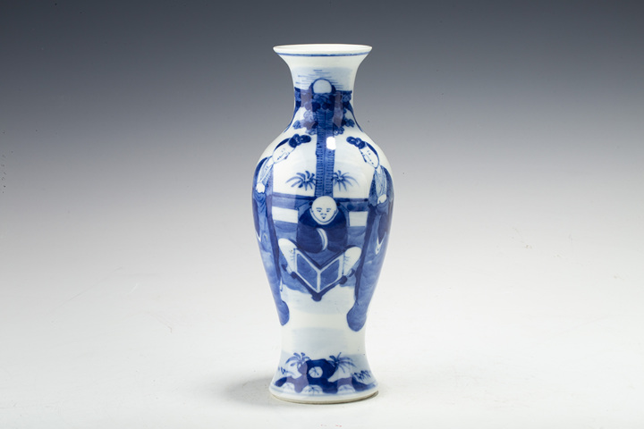 古玩陶瓷清晚·青花三娘教子紋觀音瓶拍賣，當(dāng)前價(jià)格336元