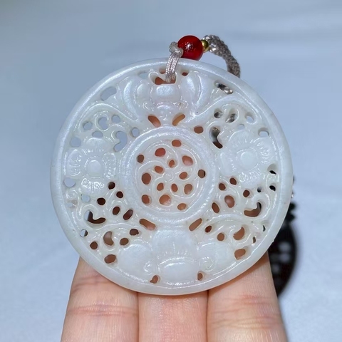 古玩玉器和田玉雕“花開富貴”佩拍賣，當前價格450元