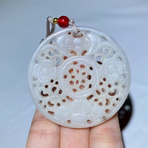 古玩玉器和田玉雕“花開富貴”佩拍賣，當前價格450元