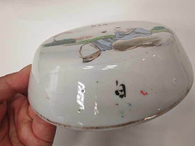 古玩陶瓷淺絳人物蓋罐真品鑒賞圖