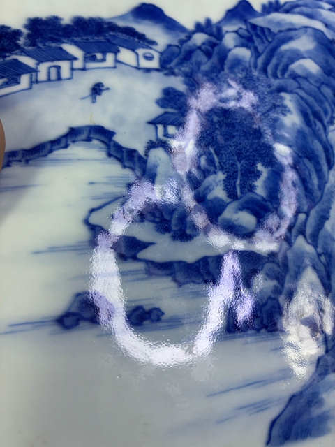 古玩陶瓷青花山水人物瓷板真品鑒賞圖