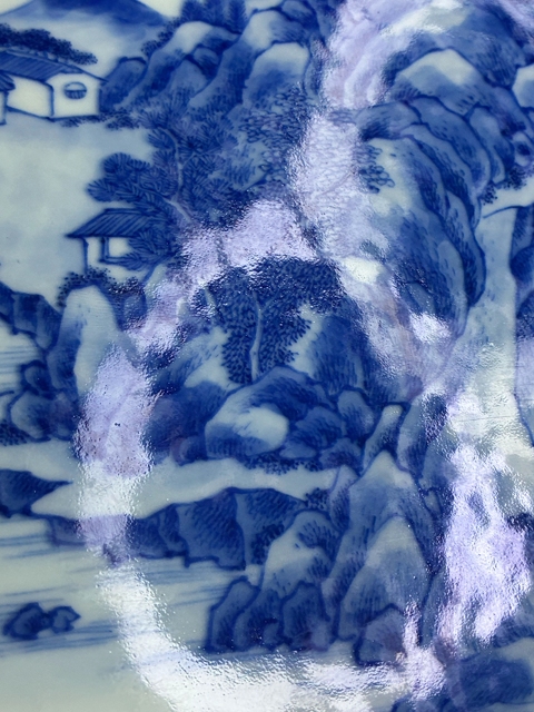 古玩陶瓷青花山水人物瓷板真品鑒賞圖