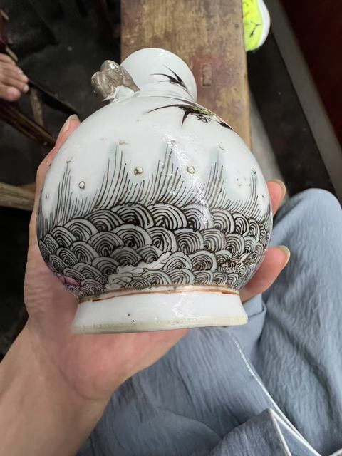 古玩陶瓷粉彩海晏河清圖象耳瓶拍賣，當前價格6666元